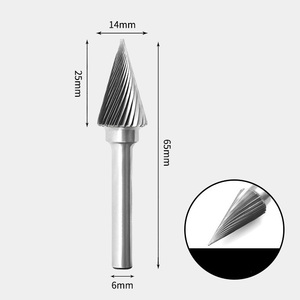 GAVAN 14 x 25mm コーン型 シングルカット シャンク径 6mm 超硬 ロータリーバー リュータービット 超硬バー