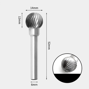 GAVAN 14 x 12mm 球型 シングルカット シャンク径 6mm 超硬 ロータリーバー リュータービット 超硬バー