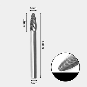 GAVAN 6 x 18mm 楕円型 シングルカット シャンク径 6mm 超硬 ロータリーバー リュータービット 超硬バー