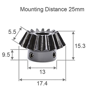 モジュール 1 歯数 15 穴径 6mm 速比 1:2 スチール ベベルギヤ 歯車