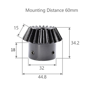 モジュール 2 歯数 20 穴径 15mm キー溝 5mm 速比 1:2 スチール ベベルギヤ 歯車