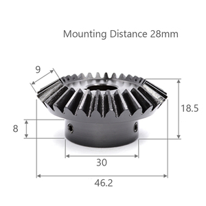 モジュール 1.5 歯数 30 穴径 8mm 速比 1:1.5 スチール ベベルギヤ 歯車