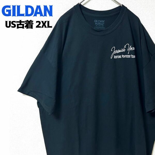 US古着 GILDAN ギルダン 半袖Tシャツ ジェレミア・ヨコム ミュージシャン ブラック 2XL ゆるだぼ