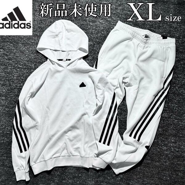 新品 XLsizeアディダス 上下セットアップ スウェット パーカー パンツ フューチャーアイコン adidas 白 ジョガーパンツ ランニング 人気