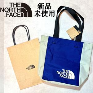 新品 Ssize ノースフェイス トートバッグ エコバッグ 軽量 小 ネイビー グレー THE NORTH FACE 小物用ポケット ブランドロゴ ナイロン 