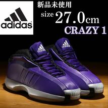 新品 adidas CRAZY 1 スニーカー 27cm 紫 黒 白 アディダス クレイジー１ バスケットボールシューズ バッシュ タウンユース 厚い 人気_画像1