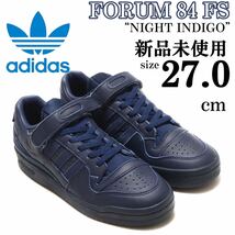 1円~ 新品 27cm フォーラムロー アディダスオリジナルス adidas originals FORUM 84 LOW FS 本革 レザー スニーカー ネイビー 靴 シューズ_画像1