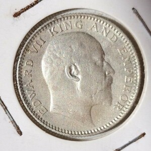 イギリス領インド エドワード 1910 1/2 ルピー ハーフルピー 銀貨 古銭 貨幣 硬貨 