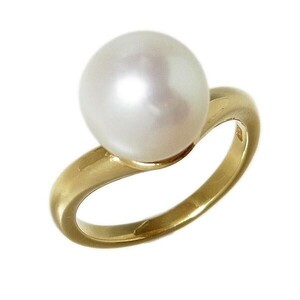 K18 White Butterfly pearl ring pearl fashion ring 9.8mm 4.9g 8 number 