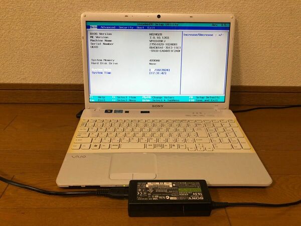 SONYノートPC Core i5-2450M(第2世代) 4GB/HDD無 BD VPCEH39FJ BIOS確認のみジャンク