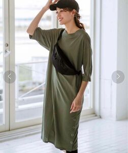 ●新品　BELLUNA PLUS 裾ボタン使い袖タックワンピース　接触冷感素材　大きいサイズ