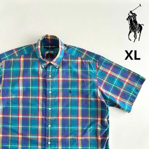 ポロラルフローレン 半袖シャツ XL マドラスチェック BDシャツ BLAKE チェック ボタンダウン チェック柄