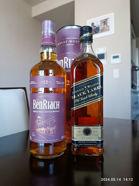 未開栓 古酒 希少品 終売品 BENRIACH ベンリアック SHERRY WOOD シェリーウッド 12年 シングルモルト 700ml 46% & JohnnieWalker 700ml 40%