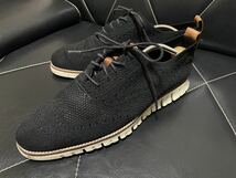 美品 COLE HAAN コールハーン C24948 9M≒26.5cm スニーカー ウイングチップ メダリオン ファブリック 軽量 通気性◎ ブラック メンズ _画像1