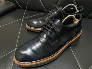 使用感少 TOD'Sトッズ 6≒24.5cm レザーシューズ ビジネスシューズ プレーントゥ ネイビー グラデーション メンズ 紳士 高級 上質 上品