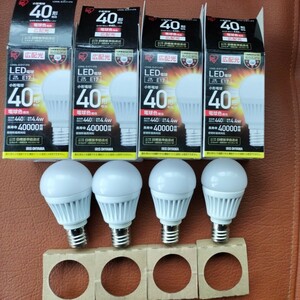 LED電球 電球色 E17 40w アイリスオーヤマ ４個 未使用品