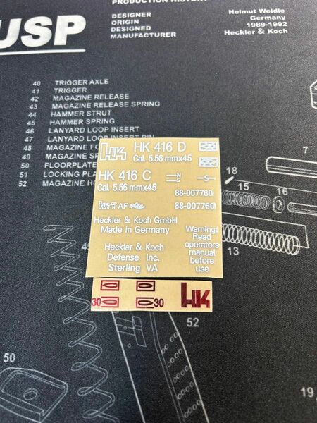 HK416Dメタルステッカー刻印ステッカー エアガン　サバゲー　ミリタリーシール