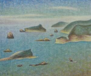 Art hand Auction Noriyuki Ushijima Das Meer beruhigt sich in Izu, Populäre Werke, Seltene Kunstbücher und gerahmte Gemälde, Kommt mit einem neuen japanischen Rahmen, In guter Kondition, Kostenloser Versand, Malerei, Ölgemälde, Natur, Landschaftsmalerei