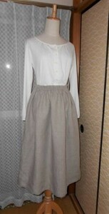 * special price prompt decision 895 jpy linen simple gathered skirt C raw . pocket 