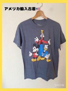 アメリカ輸入古着　メンズ　半袖Tシャツ ディズニー ミッキーマウス グーフィー Disney サイズM ブルーグレー