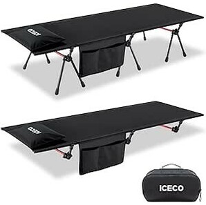 ICECO キャンプコット ワイドコット「2WAY ハイ/ロー切替可能 耐荷重180KG 静音設計 1000Dポリエステル布面 A7075アルミニウム合金フレーム