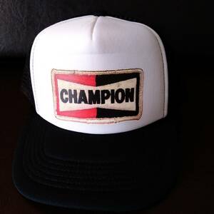 即決★シングルメッシュキャップ【Champion】ブラック×白