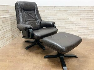 maruni Marni reclining chair personal chair ottoman rotation chair one seater . sofa original leather dark brown Northern Europe style (.123)