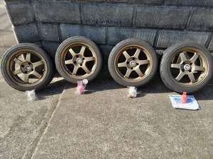 [ records out of production * rare goods / that time thing ] Rays RAYS TE37 wheel 4 pcs set 16 -inch 7J+33 PCD114.3 4H Volkracing Colt Ralliart .. use 