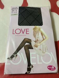 fukuske サポートタイプ love sagres panty stocking ブラック 黒 柄 デザイン ダイヤ made in japan
