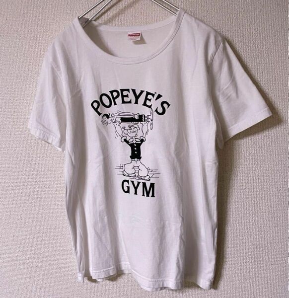 ヘルスニットTシャツhealthknit ポパイ GYM POPEYE ホワイト 半袖Tシャツ