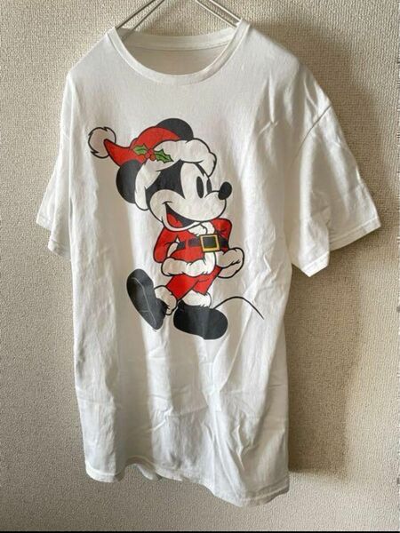 USED品 古着ヴィンテージXmasミッキー ディズニーmickey プリントTシャツ ミッキー 