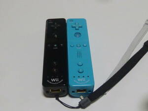 R02【送料無料 即日発送 動作確認済】Wii リモコン モーションプラス内蔵 ストラップ 任天堂 純正 RVL-036 ブラック ブルー コントローラー