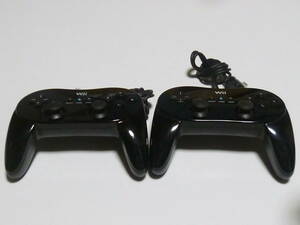 C016[ same day shipping postage 410 jpy from operation verification settled ]Wii Classic controller Pro black 2 piece set nintendo original RVL-005 controller Pro 