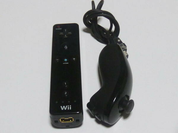 RSJ048【送料無料 即日発送 動作確認済】Wii リモコン 任天堂 純正 RVL-003 ブラック ヌンチャク 黒 コントローラー