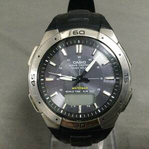 565/1 GJ60582 CASIO wave ceptor 5052 WVA-470 TOUGH-SOLAR 動作未確認 文字盤ブラック 腕時計 カシオの画像1