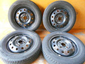 ET5261 TOPY鉄ホイール ダンロップ EC202 155/65R13 4本セット バリ山 4.00B 100 2020年製夏タイヤ