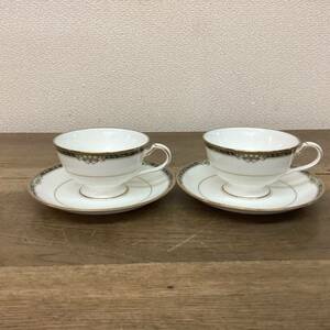 Noritake ノリタケ ストリームサイド STREAMSIDE 金縁 カップ＆ソーサーペア 2客BONECHINA 4497／廃盤レア/ゆうパック80サイズ発送 兵庫発