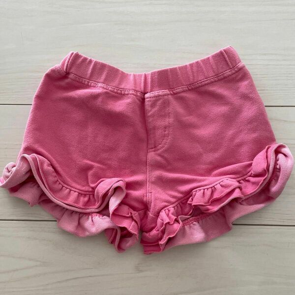 ショートパンツ 短パン 女の子 子供服 キッズ　フリフリ　ショーパン　120 ピンク　ハート　半ズボン　ハーフパンツ