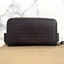 ★【極美品！希少！】 BOTTEGA VENETA ボッテガヴェネタ イントレチャート 長財布 ラウンドファスナー　ダークブラウン 定価7.8万 ☆_画像3