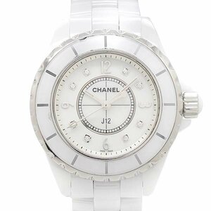 1 jpy ~ CHANEL J12 8pD white ceramic /SS shell face lady's wristwatch quartz Chanel 