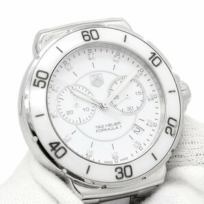 1円～ TAG Heuer フォーミュラ1 クロノグラフ CAH1211 12Pダイヤ ホワイト文字盤 SS/セラミック メンズ腕時計 タグホイヤーの画像8