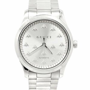 1円～ 訳あり★ GUCCI G-タイムレス マルチビー シルバー文字盤 シースルーバック SS メンズ腕時計 自動巻き 38mm ハチ グッチ