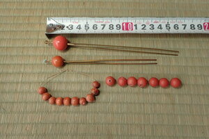 20-30... red coral . kimono small articles sphere ornamental hairpin 