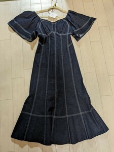 Her lip to Volume Sleeve Day Dress インディゴ　S　