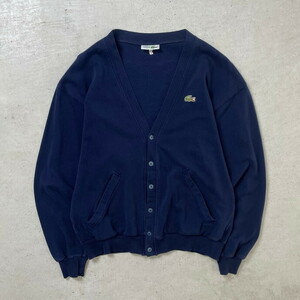 80年代 フランス製 LACOSTE ラコステ コットンニットカーディガン 鹿の子 メンズL相当