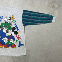 DISNEY MICKEY MOUSE GOOFY ディズニーキャラクタープリントTシャツ 袖切り替え ロンT レディースL相当 メンズM相当_画像6