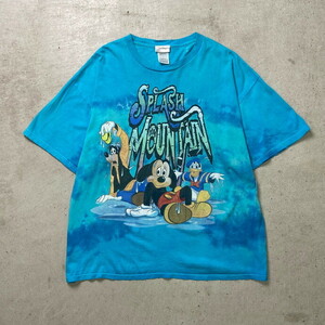 00年代 Disney ディズニー スプラッシュマウンテン アトラクション タイダイ キャラクタープリントTシャツ メンズ2XL