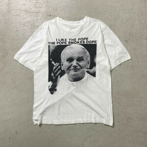 90年代 POPE SMOKES DOPE ローマ法王 エミネム プリントTシャツ マリファナ ガンジャ メンズL相当