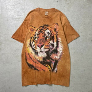 90年代 THE MOUNTAIN 虎 トラ アニマル プリント Tシャツ タイダイ染め メンズXL相当