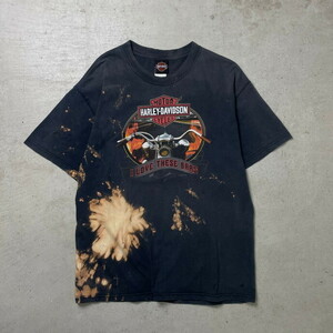 00年代 USA製 Harley-Davidson ハーレーダビッドソン モーターサイクル プリントTシャツ ブリーチ加工 メンズL